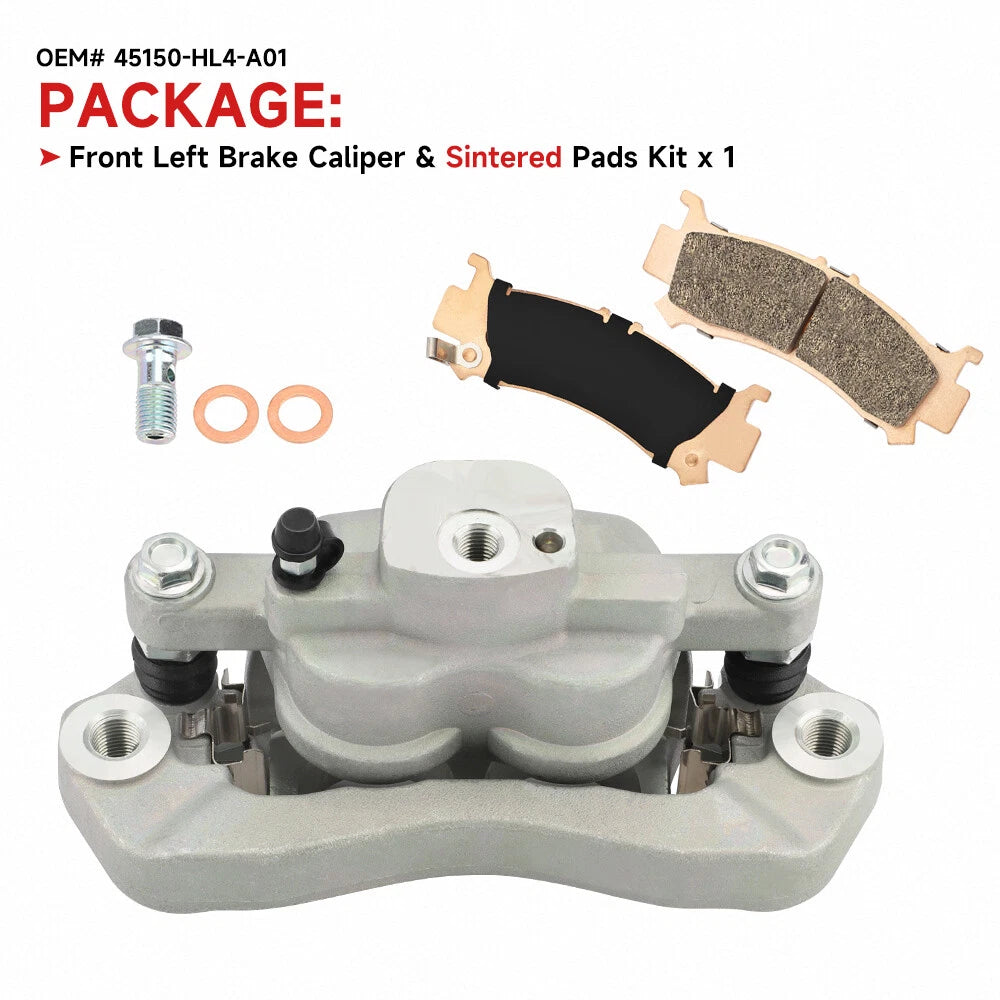 Front Left Brake Caliper with Pads for Honda Pioneer 1000 (2016–2023)