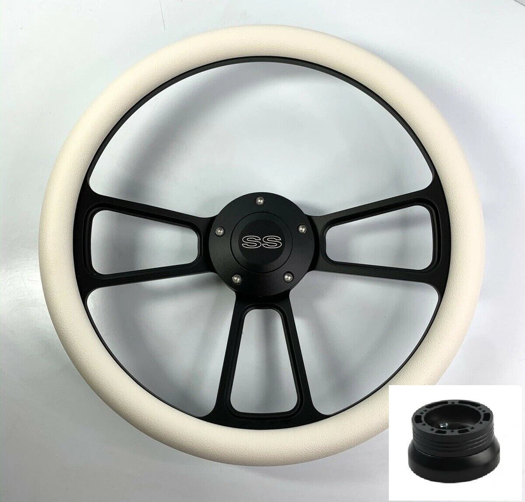 14 Inch Black Steering Wheel White Half Wrap for Toyota Corolla (2010–2019)