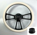14 Inch Black Steering Wheel White Half Wrap for Toyota Corolla (2010–2019)