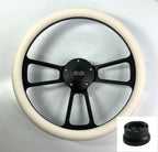 14 Inch Black Steering Wheel White Half Wrap for Toyota Corolla (2010–2019)