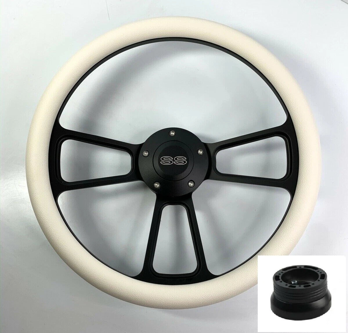 14 Inch Black Steering Wheel White Half Wrap for Toyota Corolla (2010–2019)