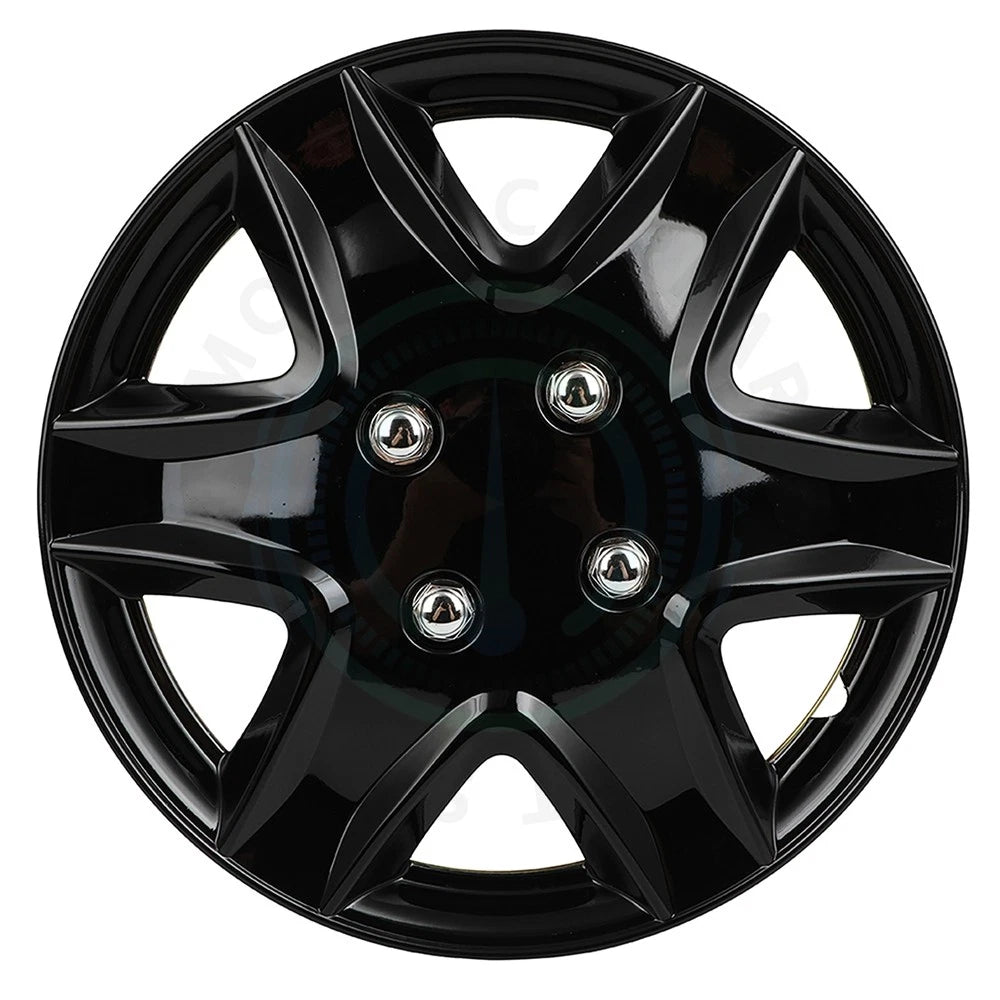 Set of 4 Black 14" Wheel Hub Caps for R14 Tires (Fits 4 Lug)