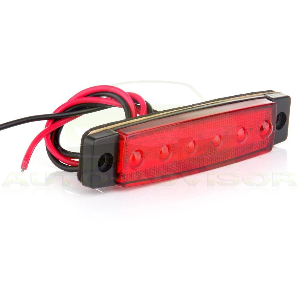 Set of 10 White/Red 12V Clearance Side Marker Lights for Truck Trailer Van