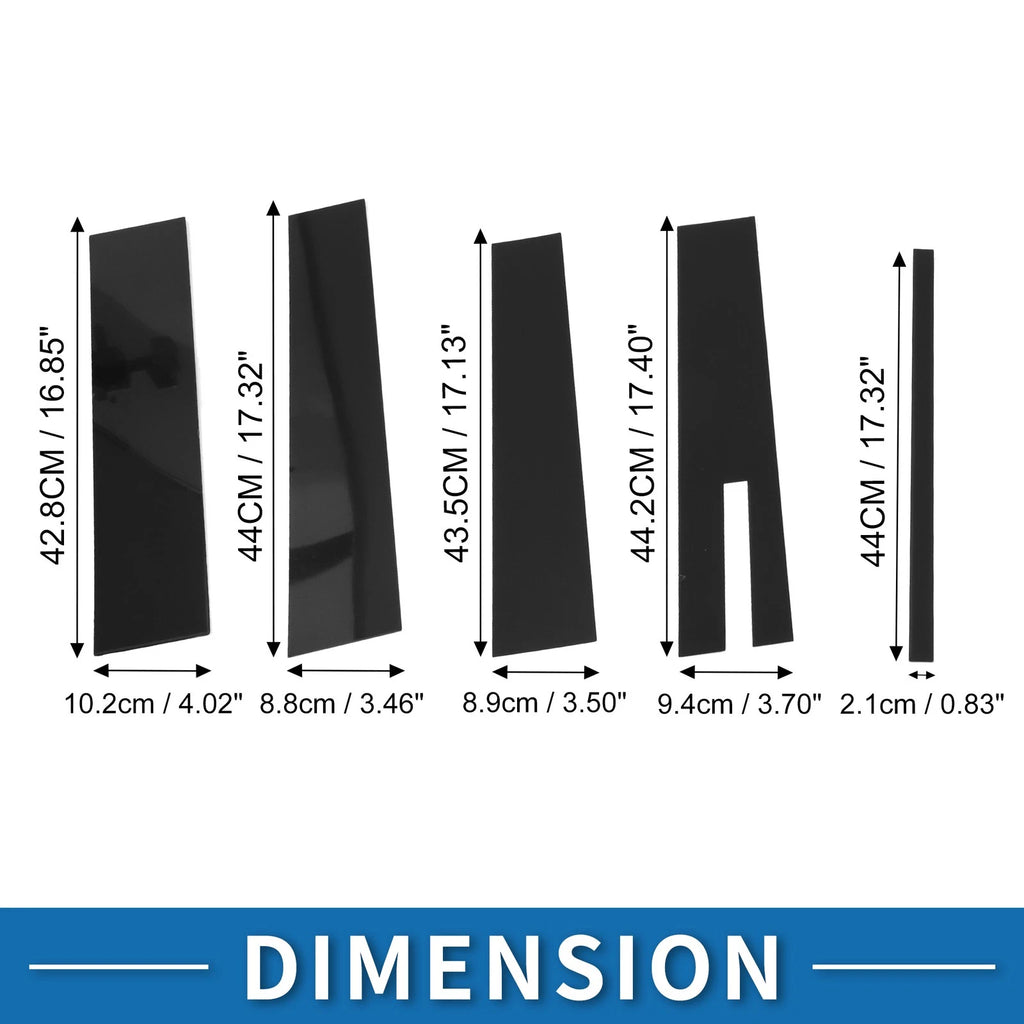 9 Pcs Door Pillar Window Trim for Ford Flex (2009–2015) Black