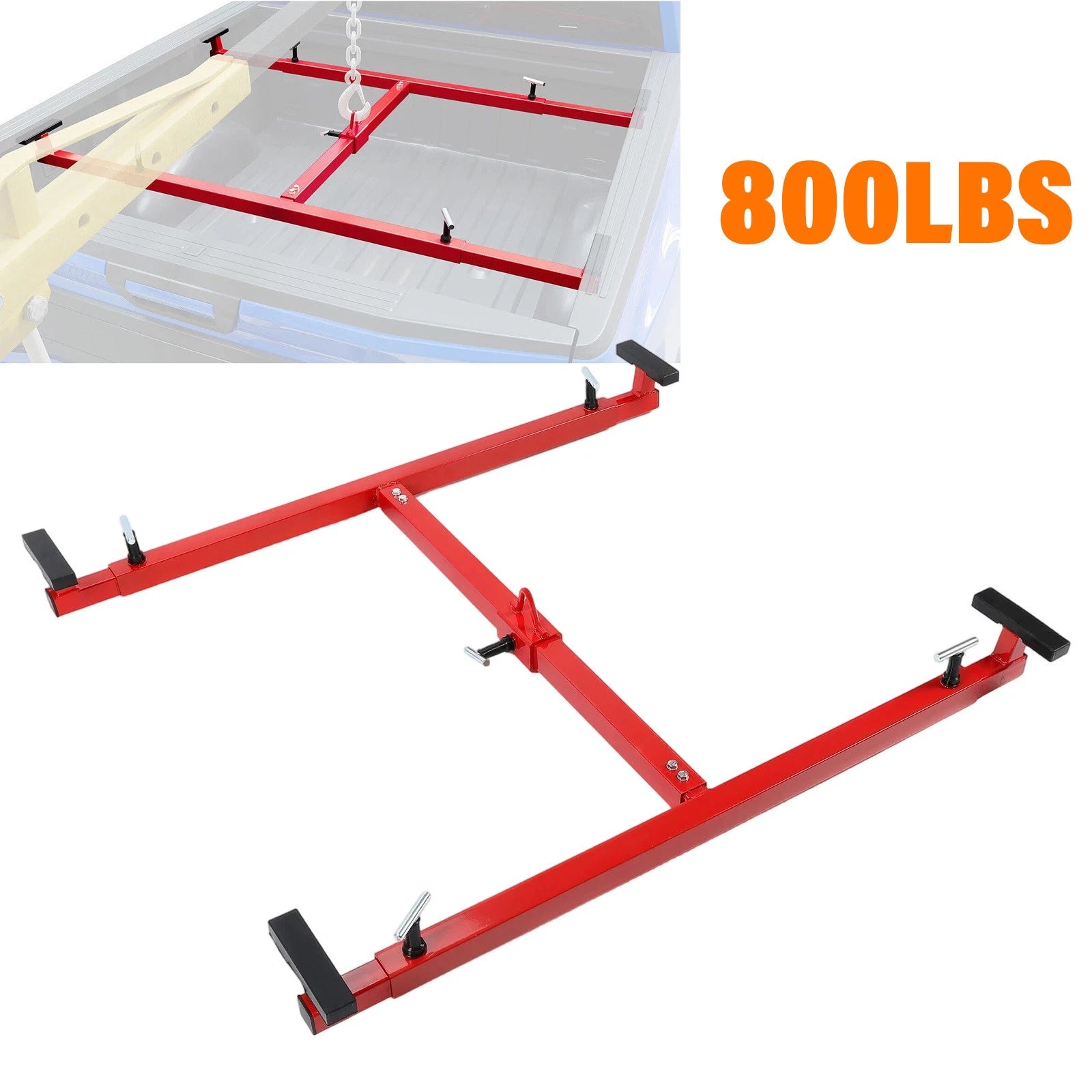 Adjustable Truck Box Bed Lift for Pickup Trucks (800LB, Powder Coated Red)