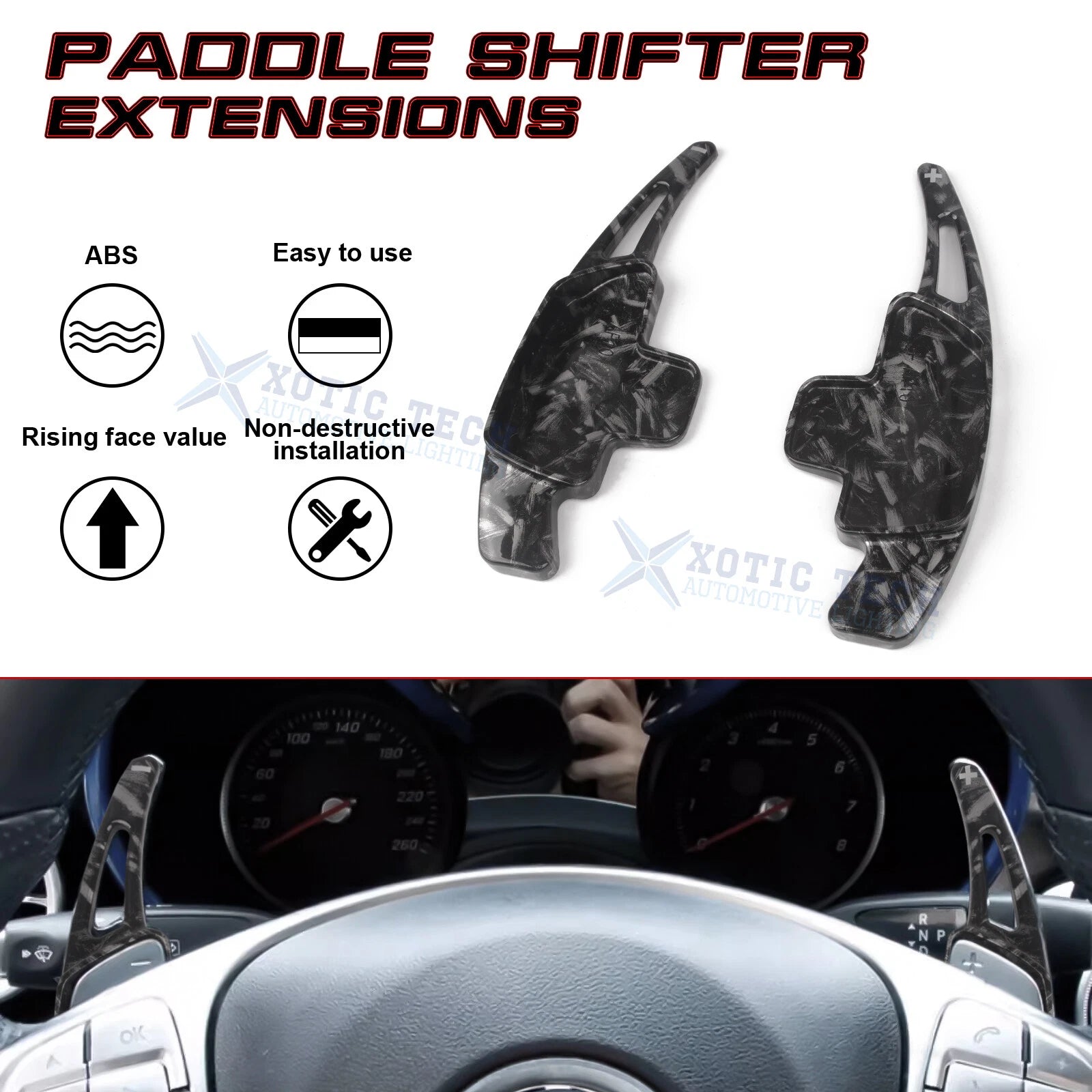 Carbon Forged Texture Paddle Shift Cover for Mercedes-Benz C E CLA GLA GLC (2015-2025)