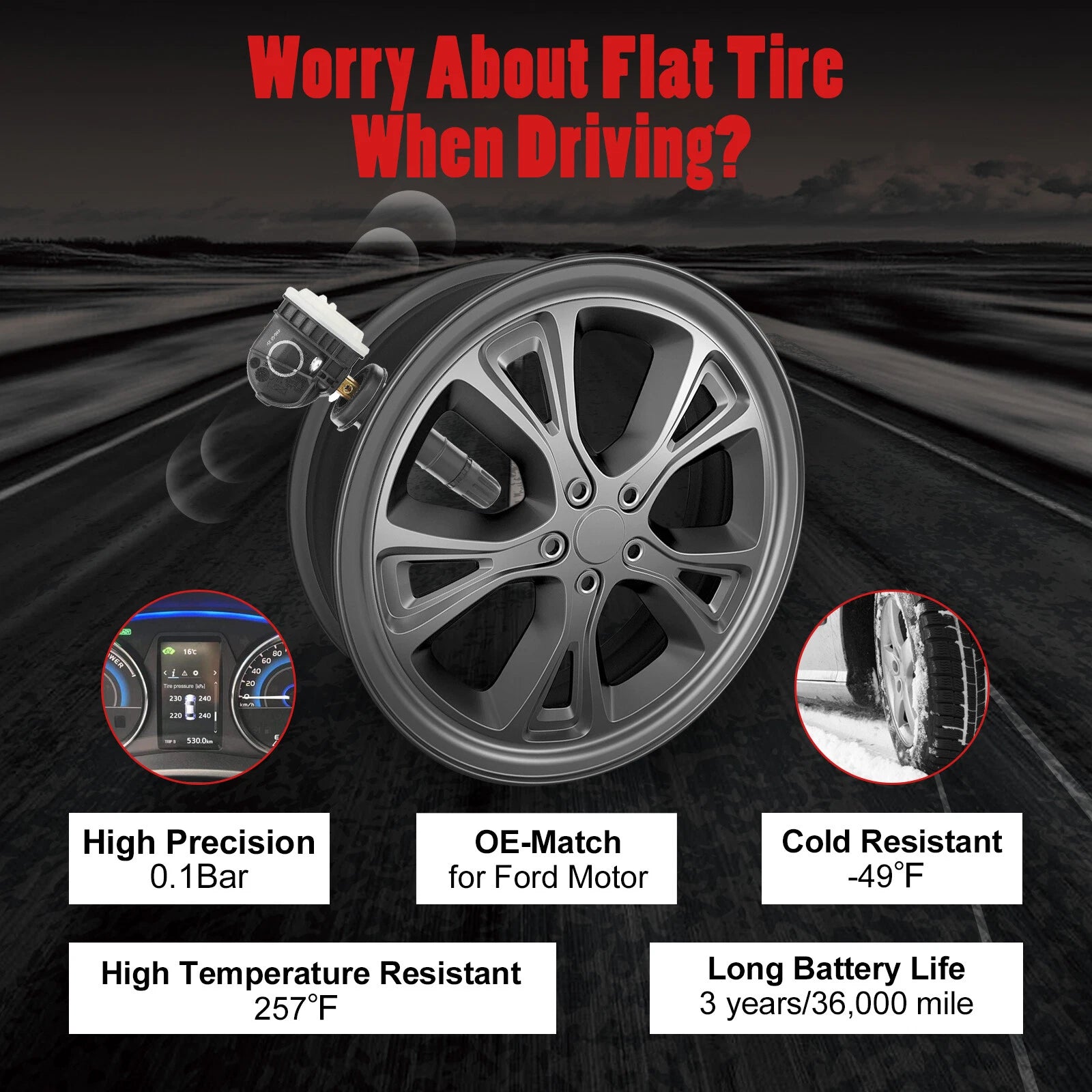 TPMS Tire Pressure Sensors for Ford F-150 Edge Mustang Lincoln (2015–2019)