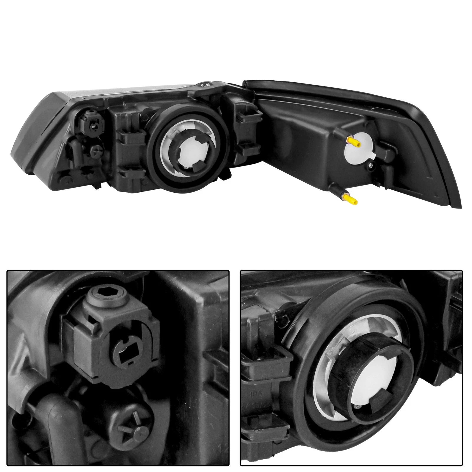 Set of 2 Black Headlights for Ford Mustang (1999-2004)