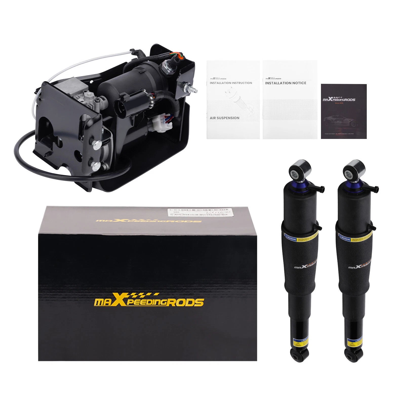 2X Air Suspension Shock + Air Compressor Pump for Cadillac Escalade (2002–2020)