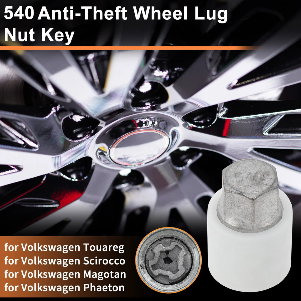 Wheel Lock Lug Nut for Volkswagen Touareg (2004–2017) 540 Locking Key Socket