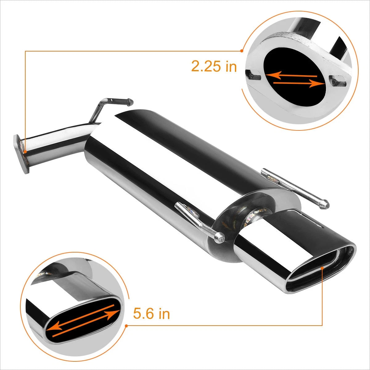 Stainless Catback Exhaust Muffler for Toyota Camry XV40 (2007–2011) 5.5" Oval Tip