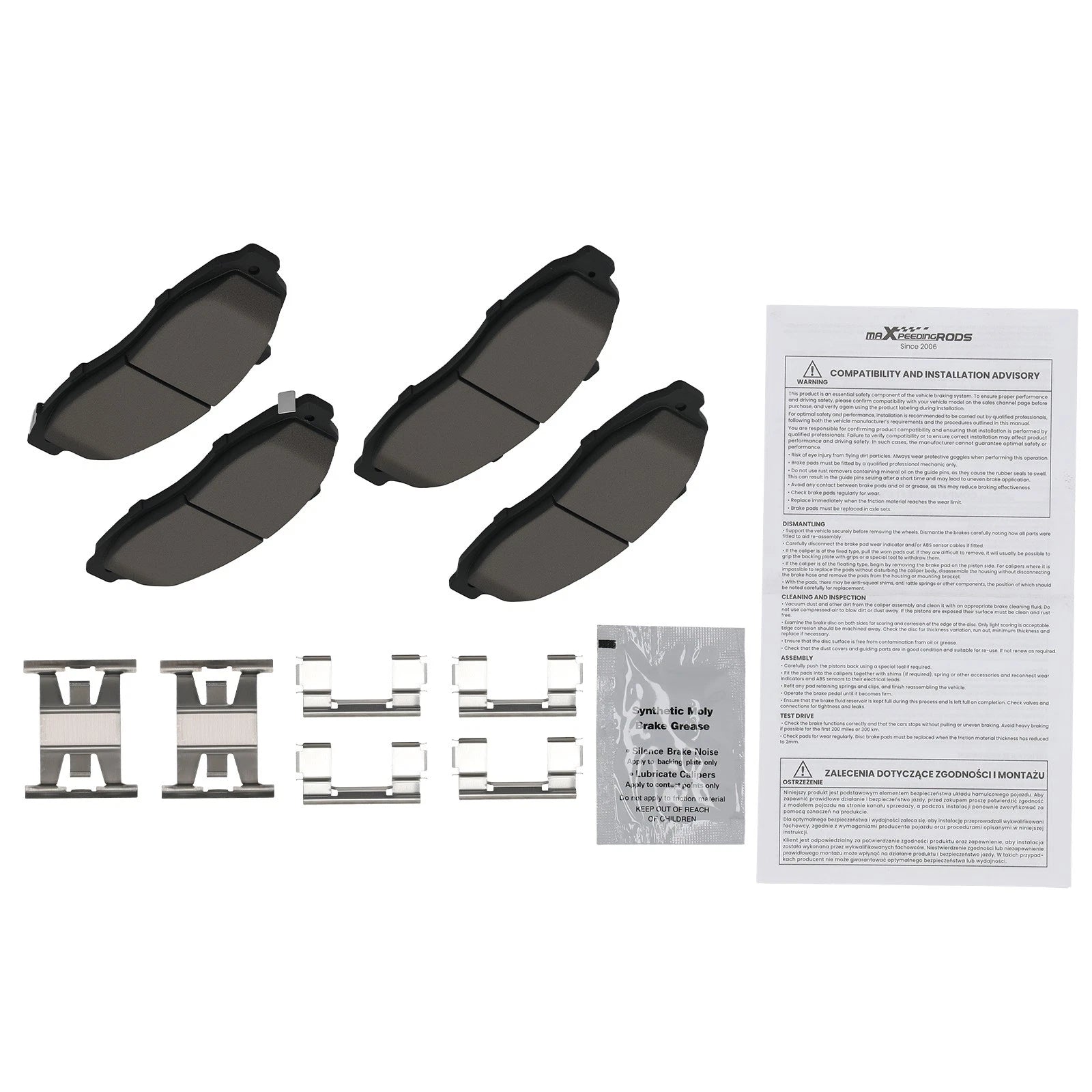 Front Ceramic Brake Pads Set for Ford F-150 5.4L (1999–2004) Lincoln Blackwood