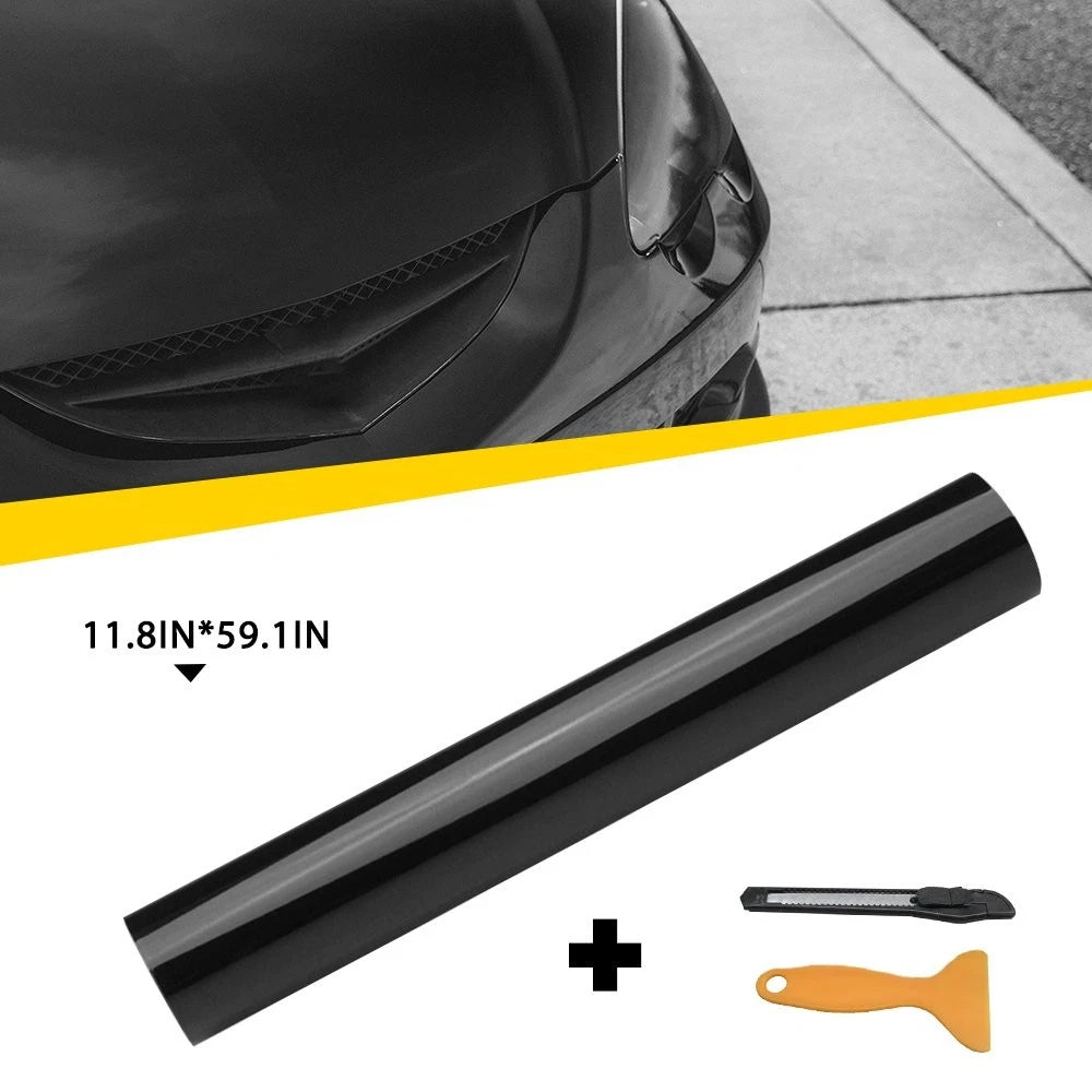 Black Gloss Vinyl Wrap for Car (Self Adhesive, Air Bubble Free)