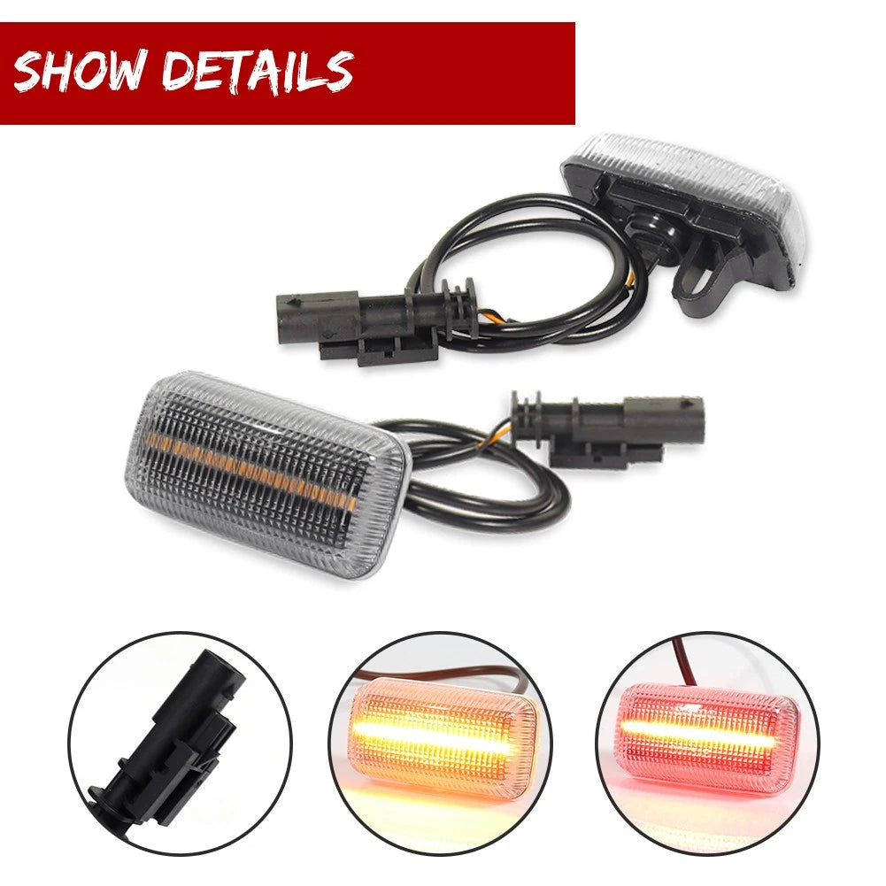 Clear LED Side Fender Marker Lights for Chevy Silverado GMC Sierra (2015–2023)
