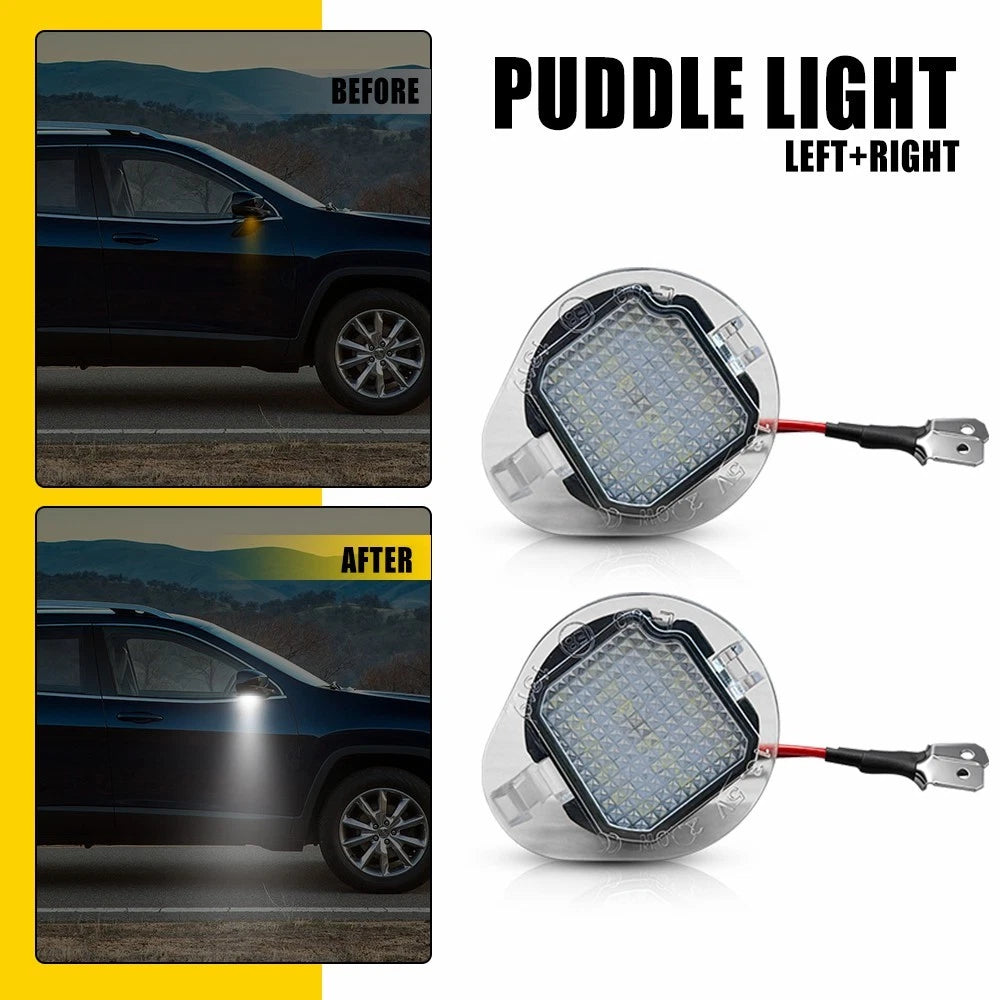 2X LED Under Side Mirror Puddle Lights for Jeep Cherokee (2014–2023) Dodge Dart (2013–2016)