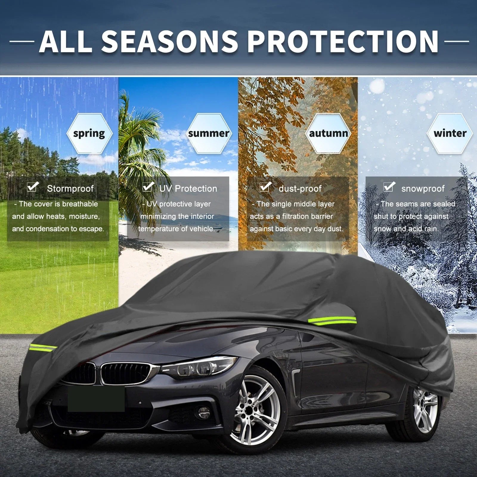 Waterproof 210D-PU Car Cover for BMW 4 Series F32/F33/F36 (2013–2020)