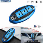 TPU+Leather Protective Key Fob Shell Case for Nissan Rogue Pathfinder (2017–2021)