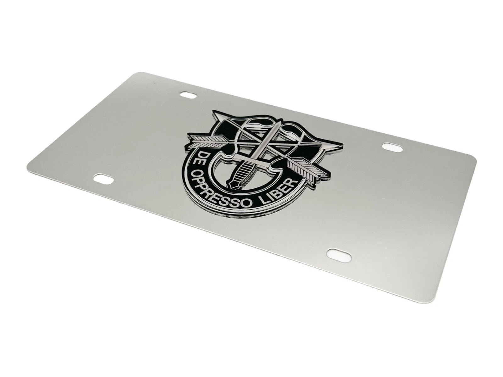 License Plate Frame Chrome US Army Special Forces for De Oppresso Liber (US)