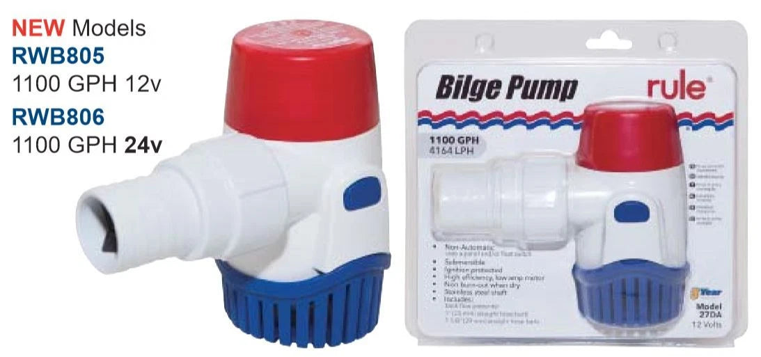 Bilge Pump 1100 GPH for Boating (RWB805, 27DA)