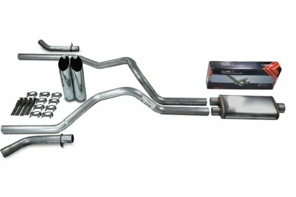 2.5" Dual Exhaust Kit for Chevy GMC 1500 Truck (2019–2025) Flow II Slash Tips