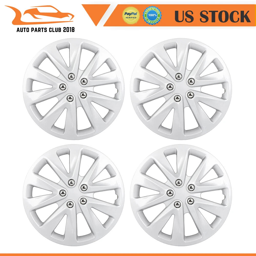 Set of 4 Wheel Covers 15" Snap-On Full Silver Hub Caps for All Vehicles