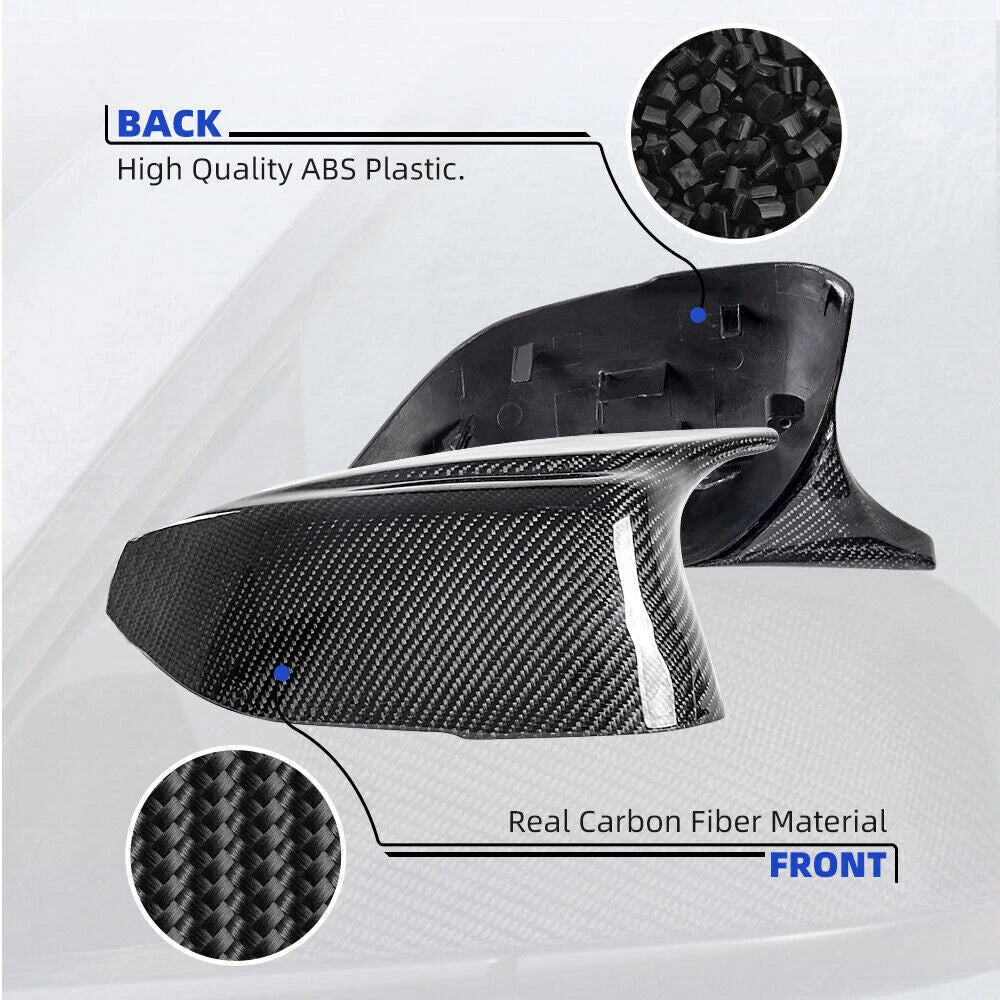 2X Rear Carbon Fiber Side Mirror Cover Caps for Infiniti Q50 (2014–2020)