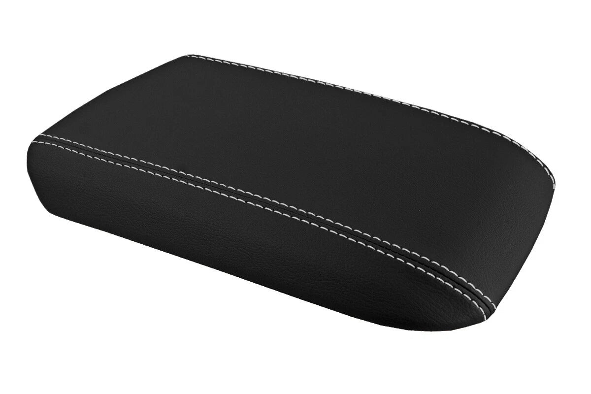 Leather Console Lid Armrest Cover for Ford Mustang (2005–2009) White Stitch