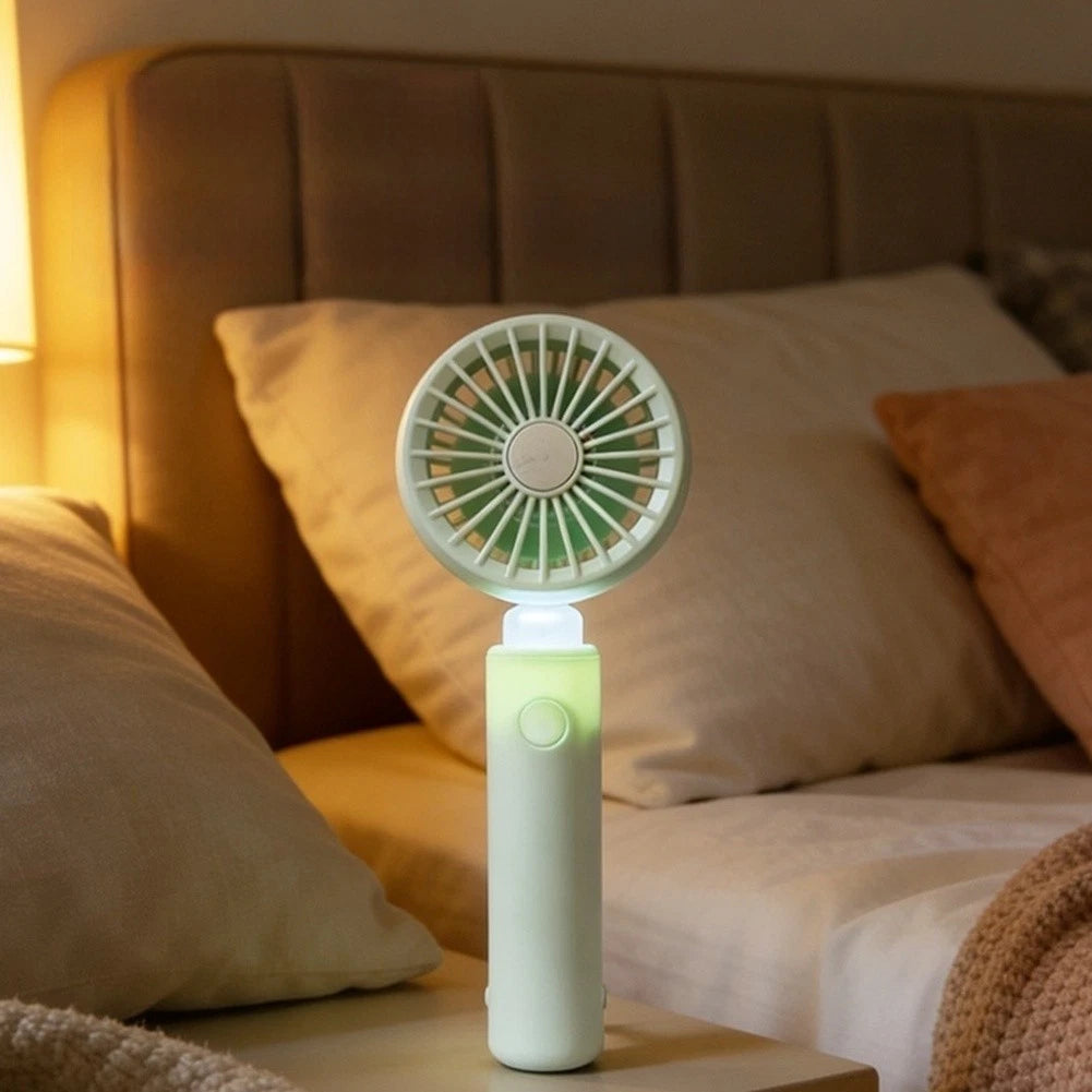Handheld Fan with Soft Night Light USB Rechargeable - 3 Speed Levels