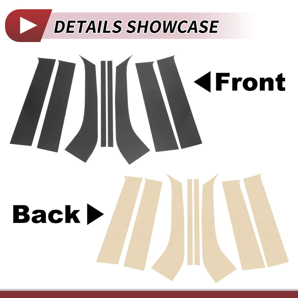Set of 8 Door Pillar Window Trim for Ford Everest (2023–2024) Carbon Fiber