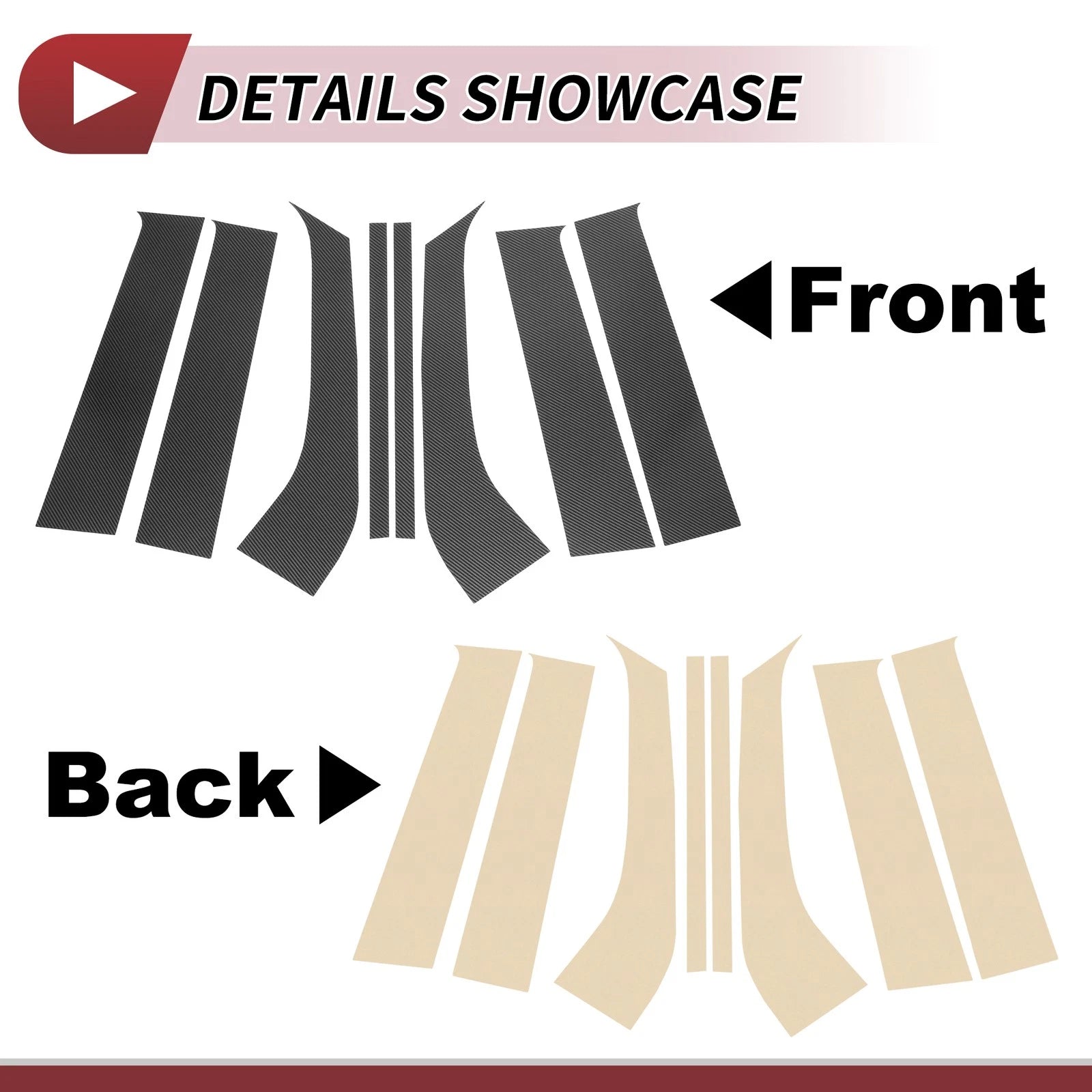 Set of 8 Door Pillar Window Trim for Ford Everest (2023–2024) Carbon Fiber