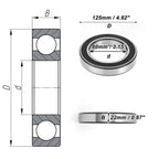 Deep Groove Ball Bearing 6016VV for Scooter Skateboard Wheel (80x125x22mm)