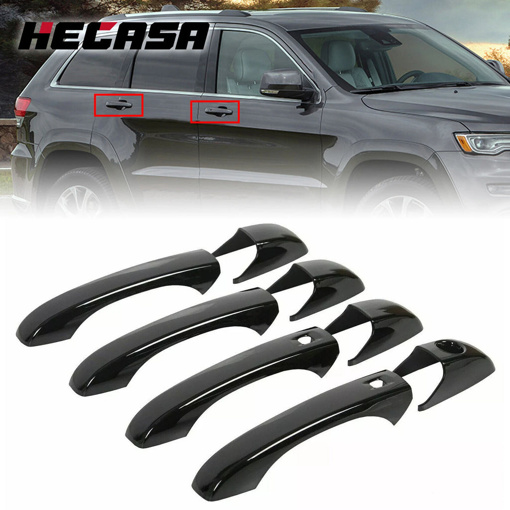 4X Exterior Door Handle Trim Cover for Jeep Grand Cherokee (2011–2019) Black