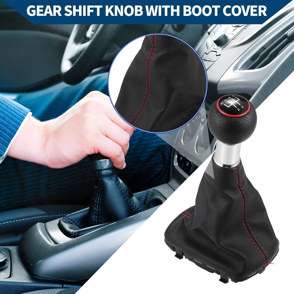 5 Speed Gear Shift Knob with Cover for Audi A3 (2000–2003) Faux Leather Black