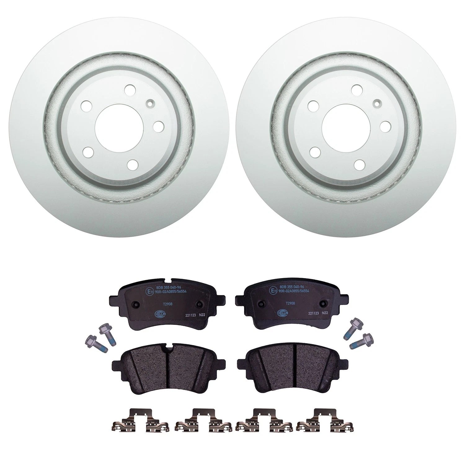 Hella Rear Rotors & Low-Met Disc Brake Pad Kit for Audi A4 Allroad A5 A7 Q5 (2010–2020)