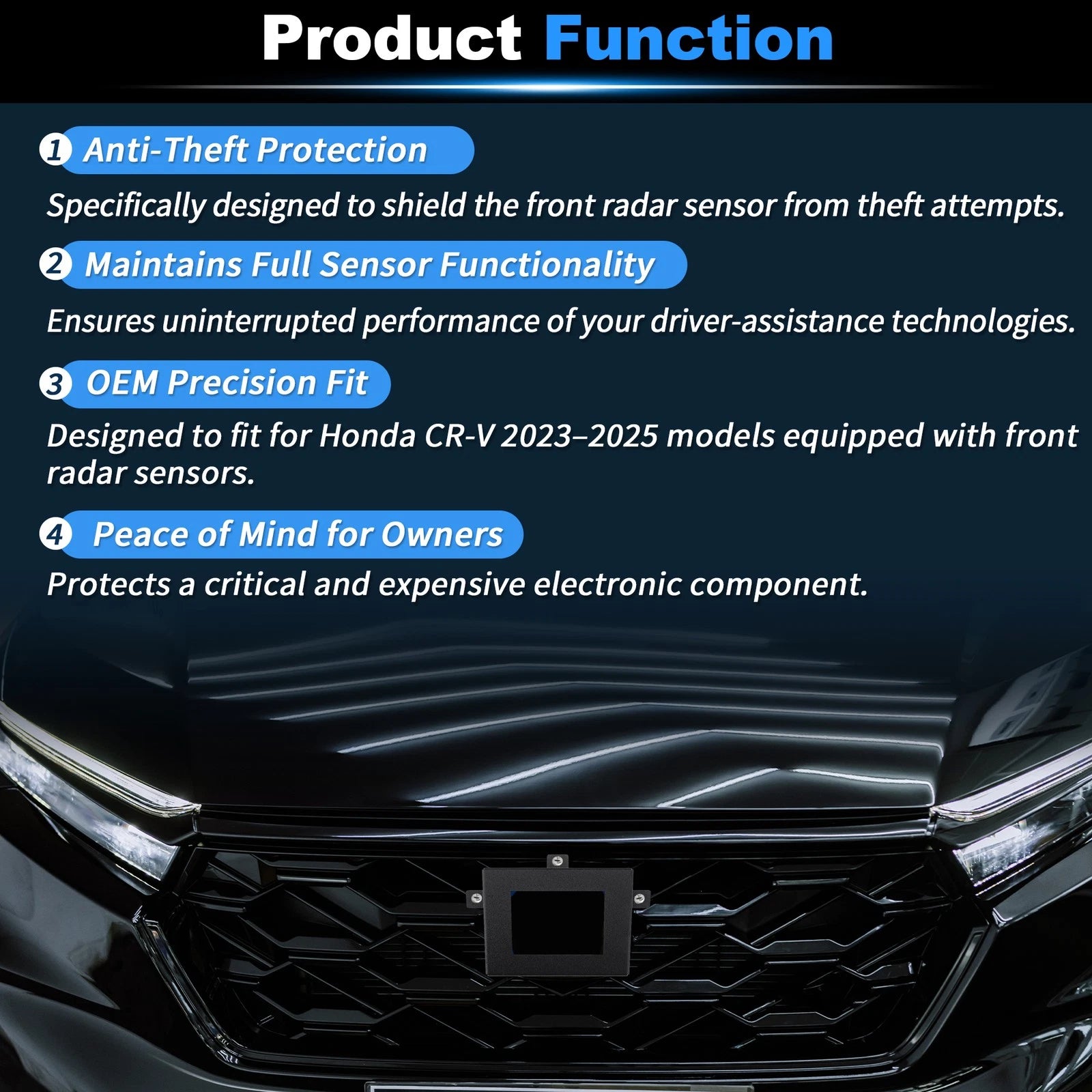 Front Distance Radar Sensor Protector Cover Bracket for Honda CR-V (2023–2025)