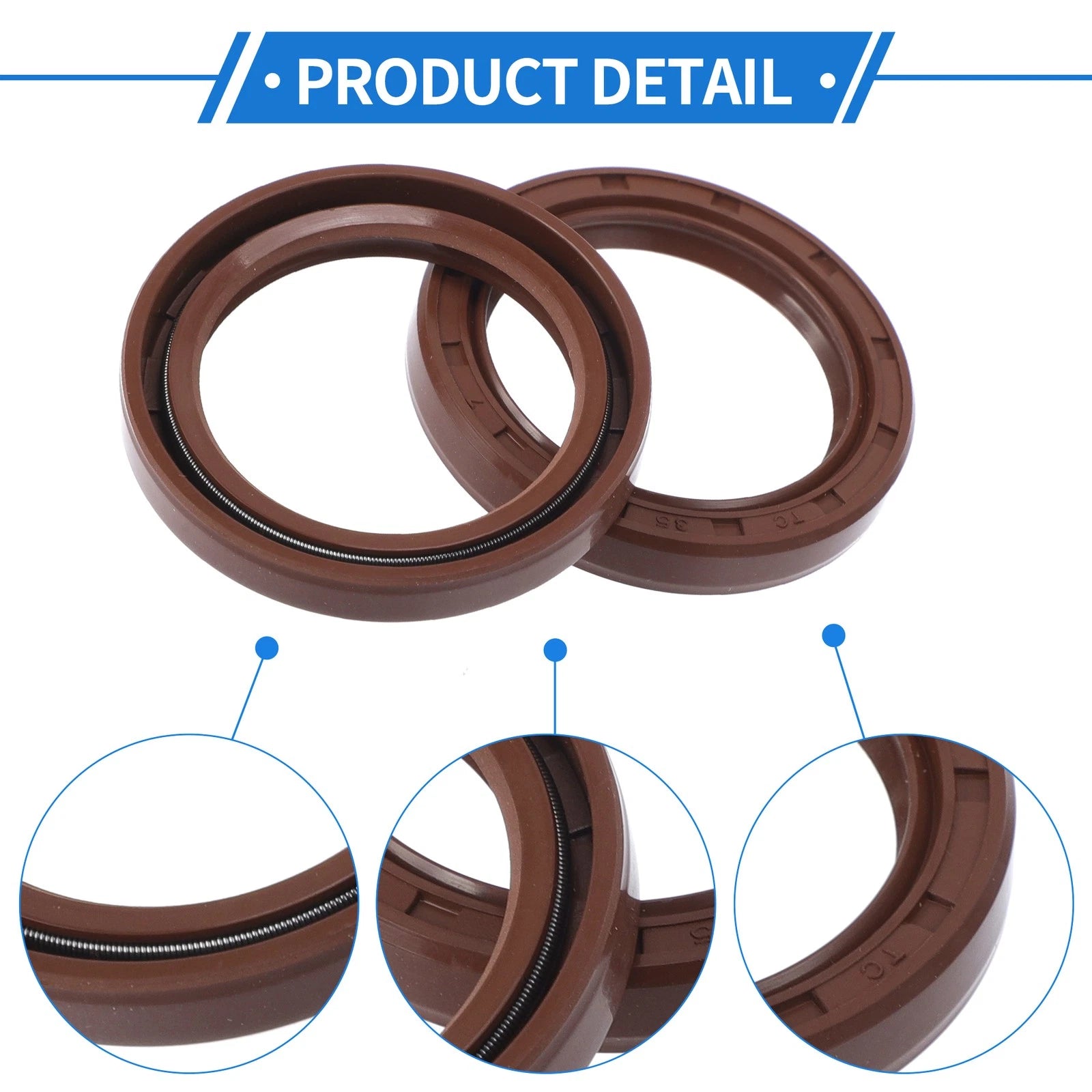 Set of 2 Oil Seal Rotary Shaft Seal FKM Rubber 35x47x7mm