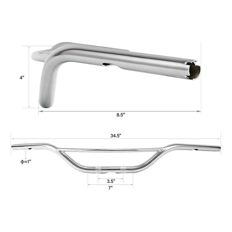 1'' Ape Hanger Handlebar for Harley Heritage Softail Black/Chrome