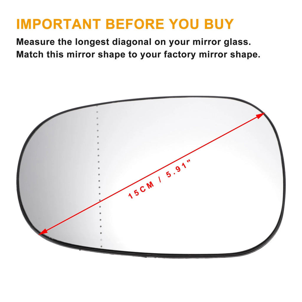 Left Side Heated White Mirror Glass for Nissan Micra (2002–2009)