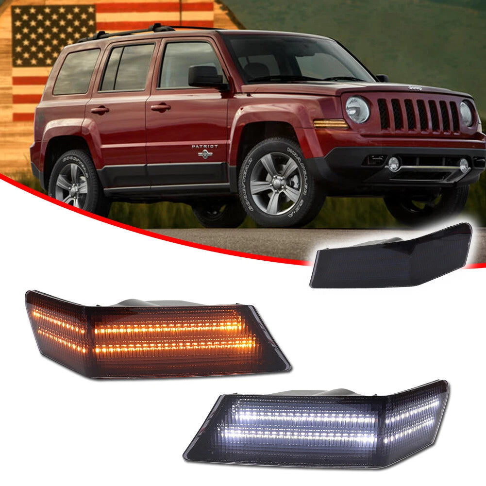2X Smoke Switchback LED Turn Signal Blinker Corner Lights for Jeep Patriot (2007–2017)