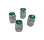 Tire Valve Stem Caps Chrome Green Set for Hot Rod Car Truck ATV (—)
