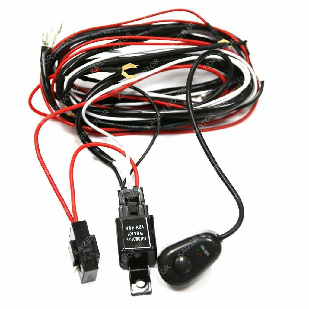 Universal LED Light Bar Wiring Harness Kit for 40 Amp Relay Fuse Switch (-)