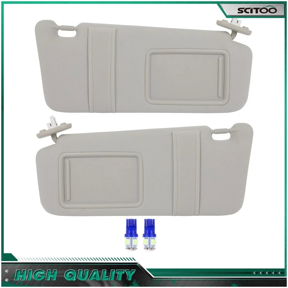 Set of 2 Gray Sun Visors with Mirror Light for Toyota Venza (2009–2016)