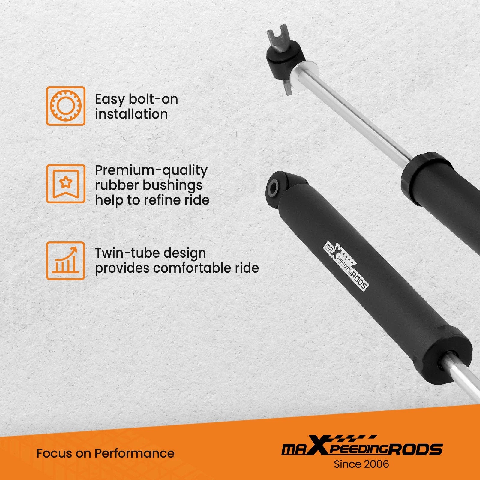 2 Pcs Rear Shock Absorbers for Jeep Wrangler JK (2007–2018) Twin-tube