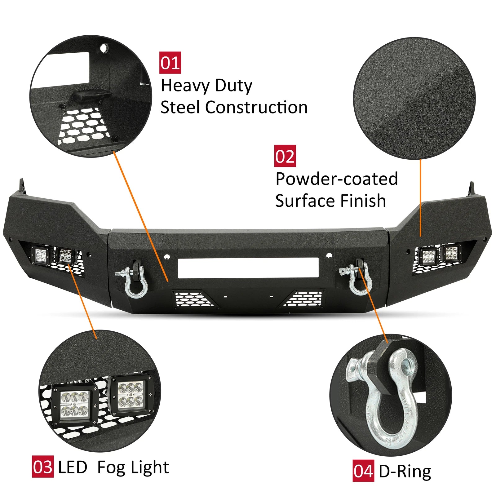 Steel Front Bumper for Dodge Ram 1500 (2013-2023) with LED Lights