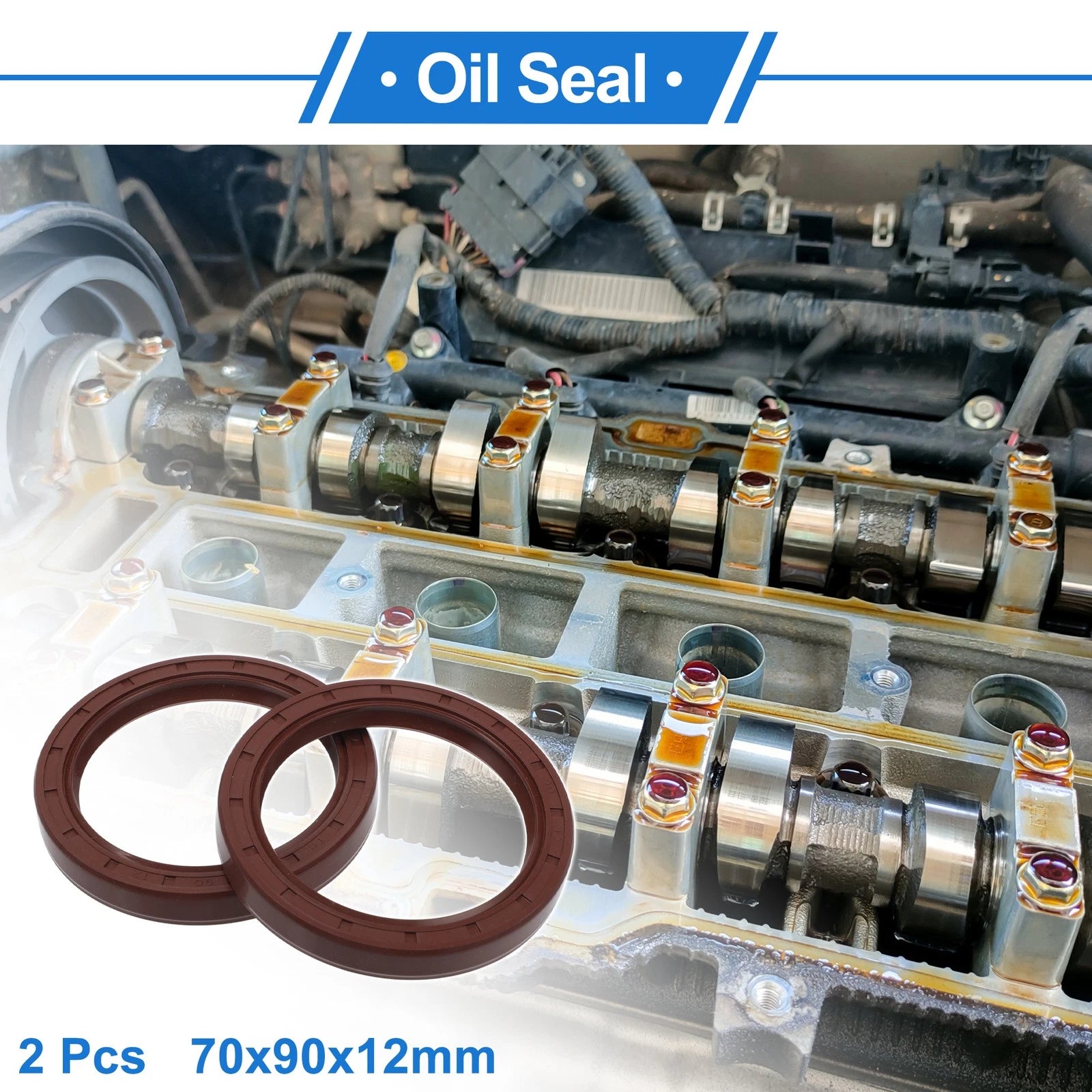 2X Oil Seal Rotary Shaft Seal FKM Rubber 70x90x12mm for Various Models