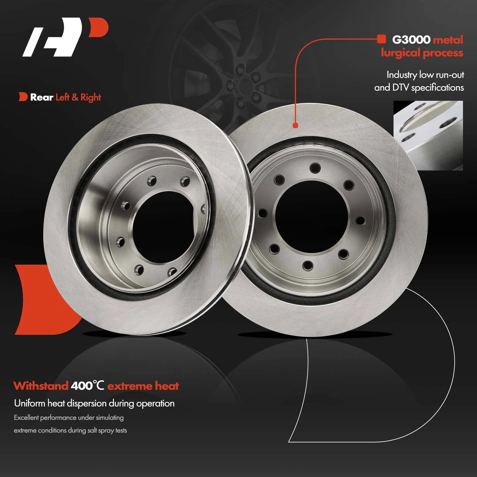 Rear Side Disc Brake Rotor for Nissan NV1500 NV2500 NV3500 (2012–2021)