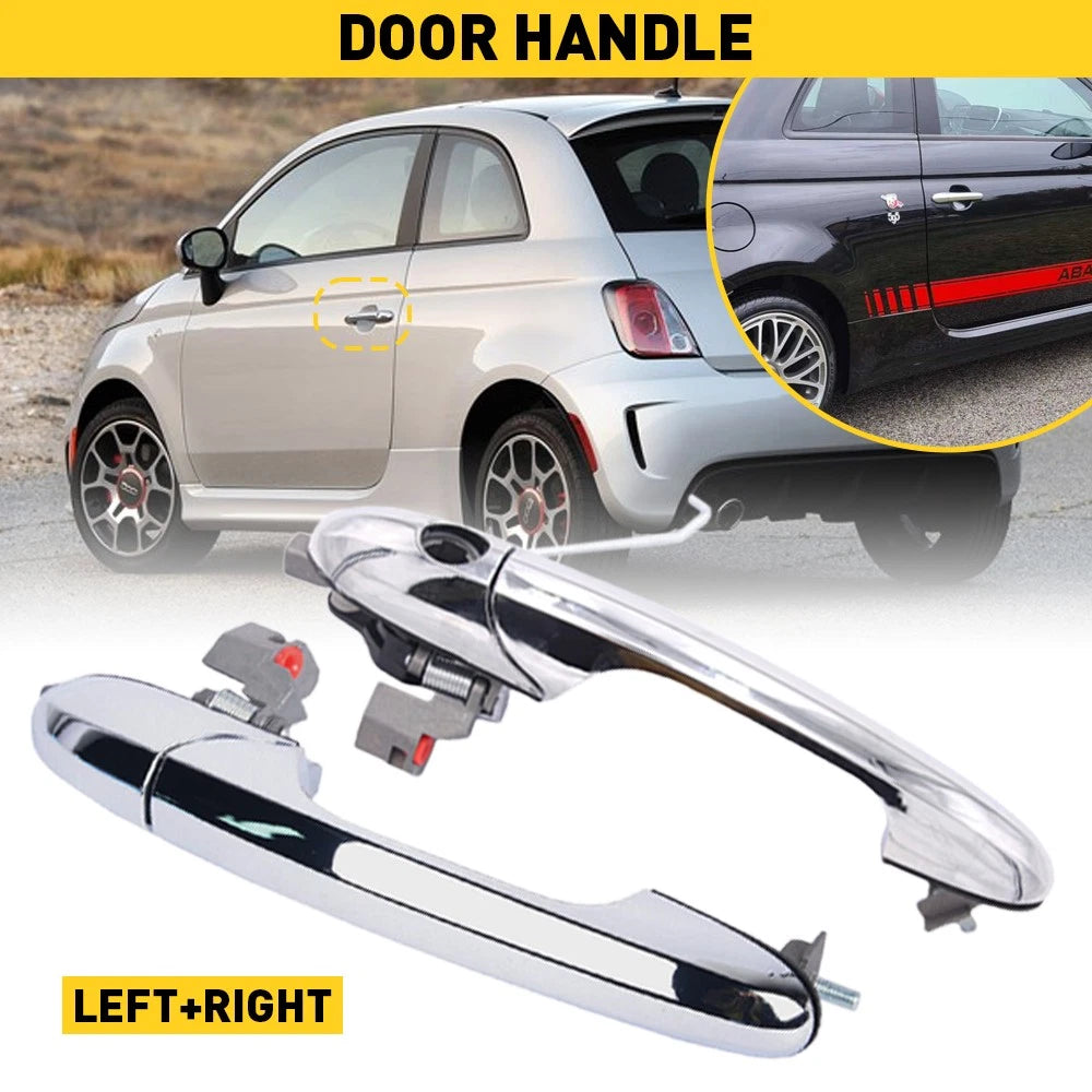 Set of 2 Chrome Door Handles for Fiat 500 (2007–2023)