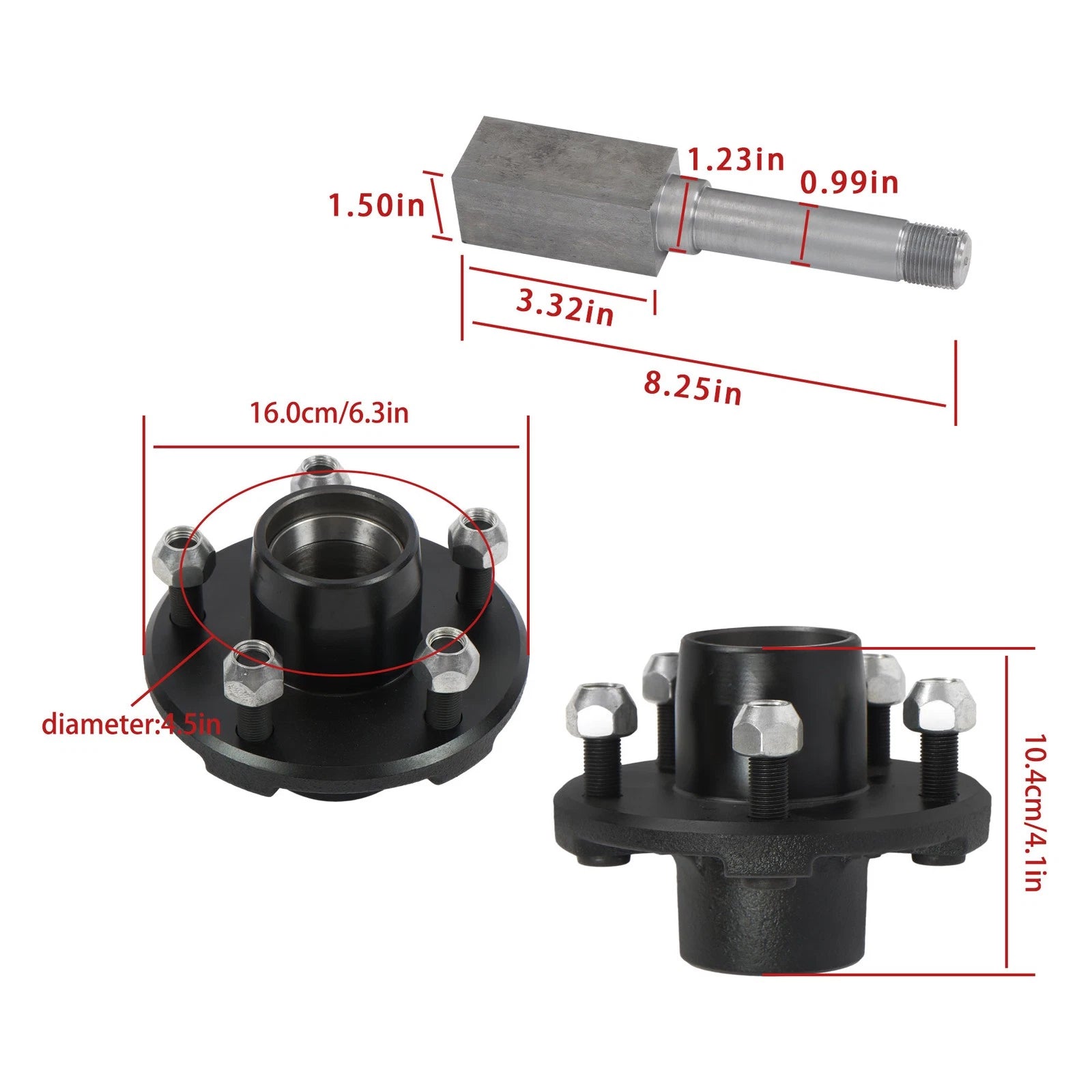 5-Bolt Hub Assembly for BT8 Spindle (1" Square)