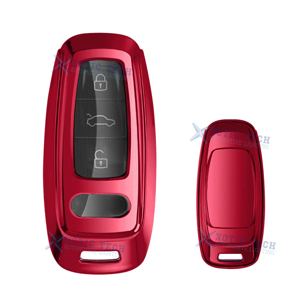 Red Soft TPU Full Protect Remote Key Fob Cover for Audi (2005–2012)