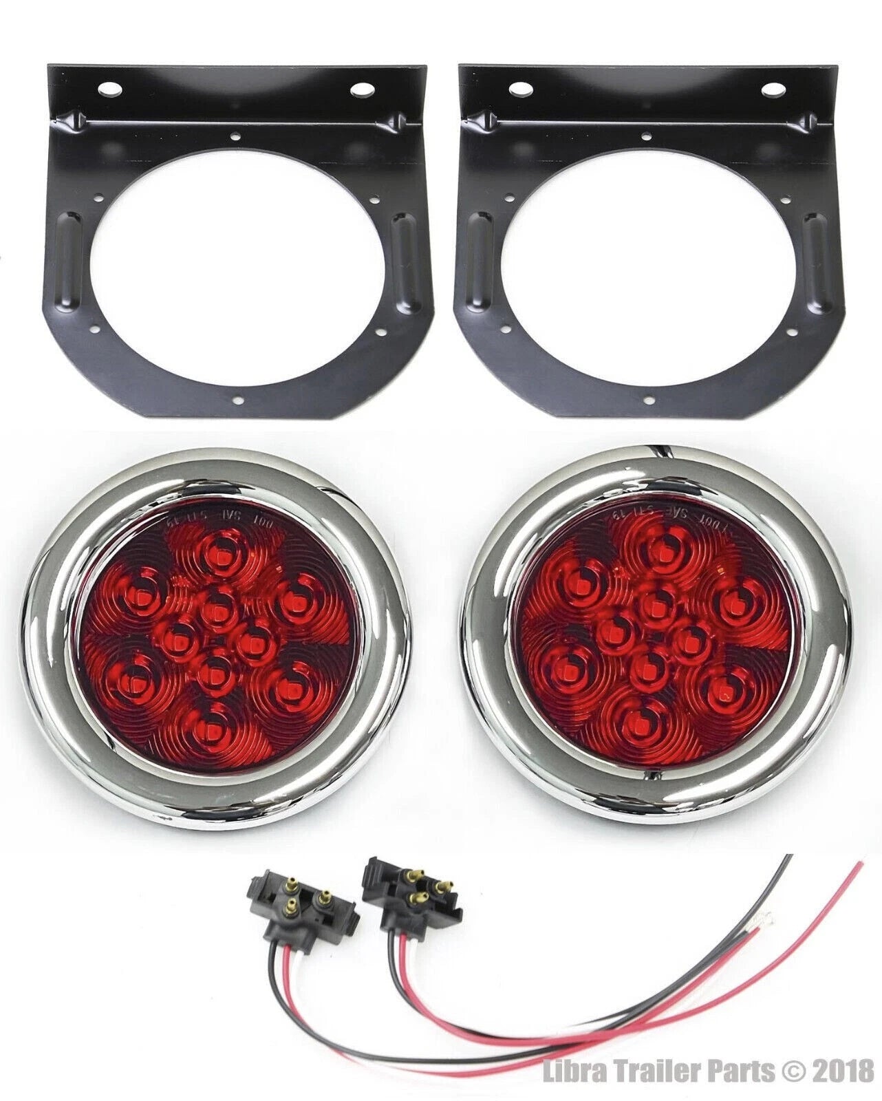 2X 4" LED Round Surface Mount Stop Turn Tail Lights for Truck Trailer (N/A)
